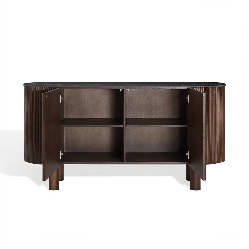Buffet OREA céramique et bois noyer foncé 160cm