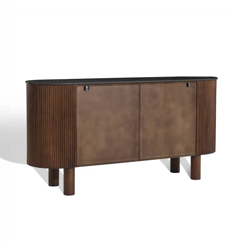 Buffet OREA céramique et bois noyer foncé 160cm