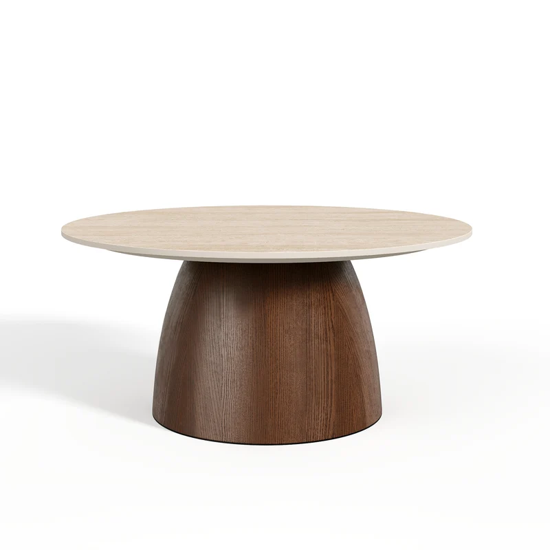 Table basse TAMI céramique et bois noyer 75cm