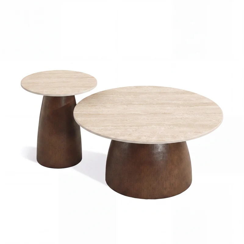 Table basse TAMI céramique et bois noyer 75cm