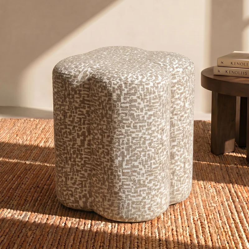 Pouf LUCKY tissu texturé à motif