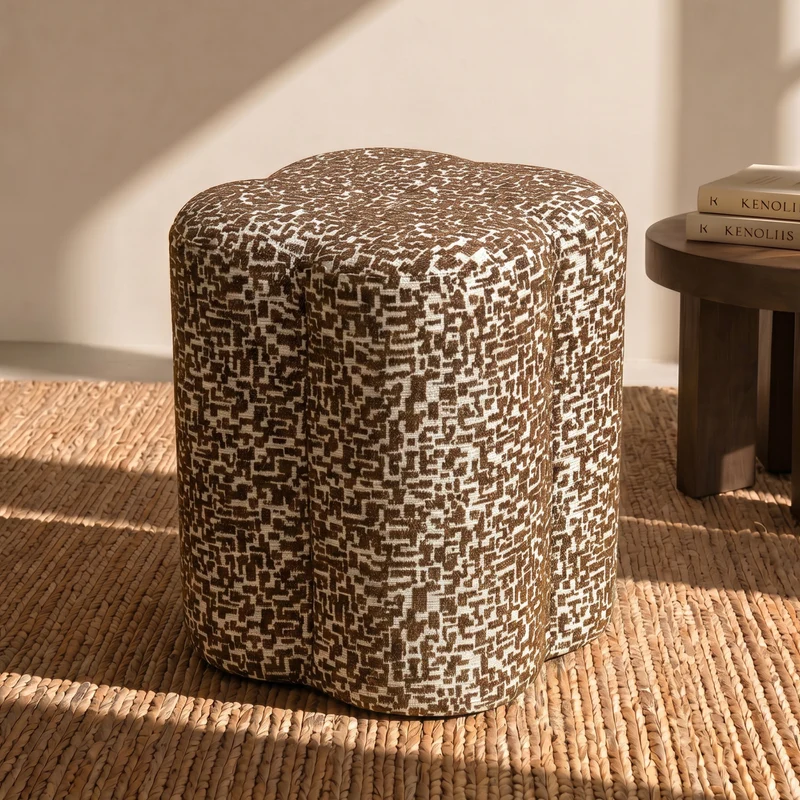 Pouf LUCKY tissu texturé à motif