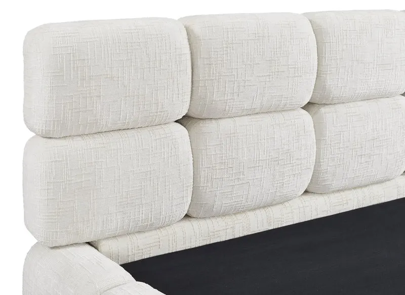 Lit coffre en velours chiné beige 140x190 cm BUBBLE