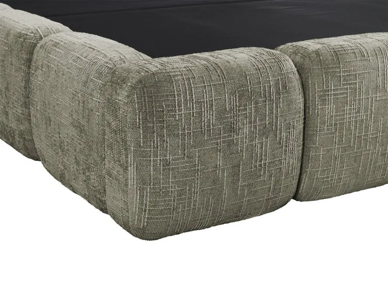 Lit coffre en velours chiné vert olive 140x190 cm BUBBLE