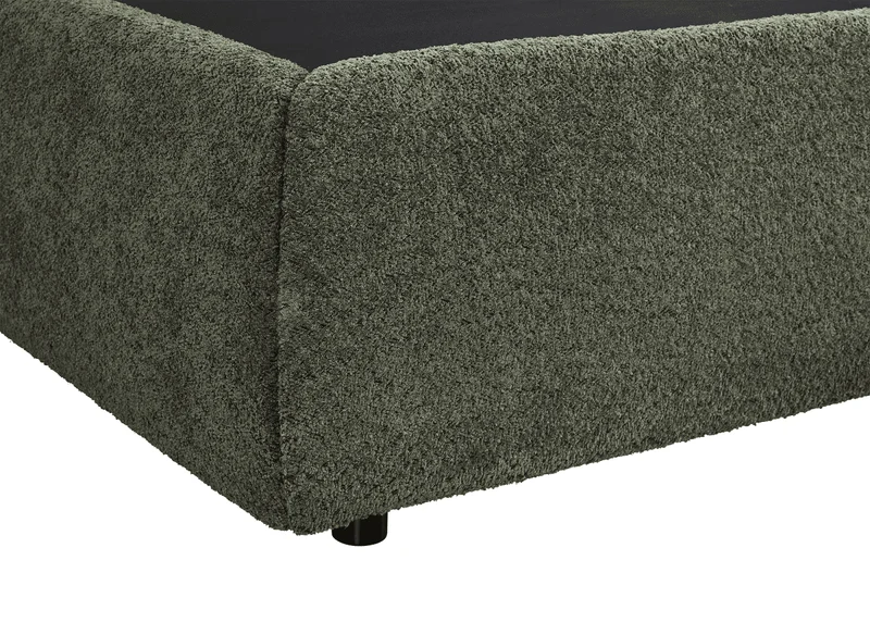 Lit coffre en tissu bouclette vert olive 140x190 cm MELY