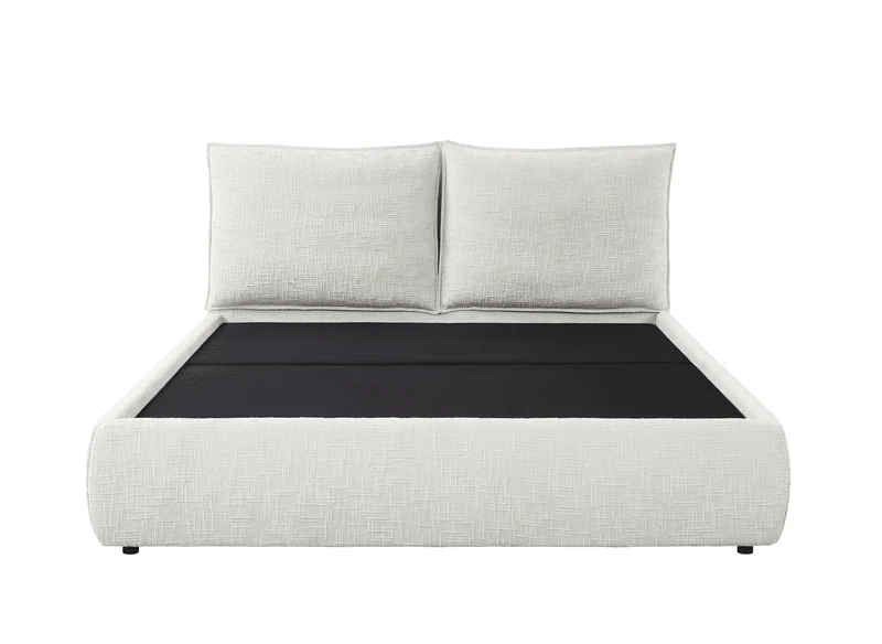Lit coffre en velours chiné beige 160x200 cm MELY