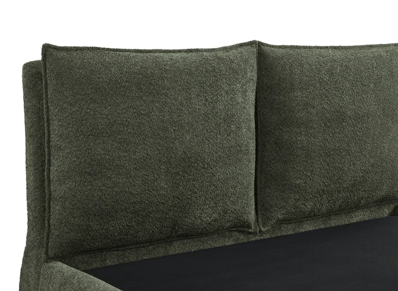 Lit coffre en tissu bouclette vert olive 160x200 cm MELY