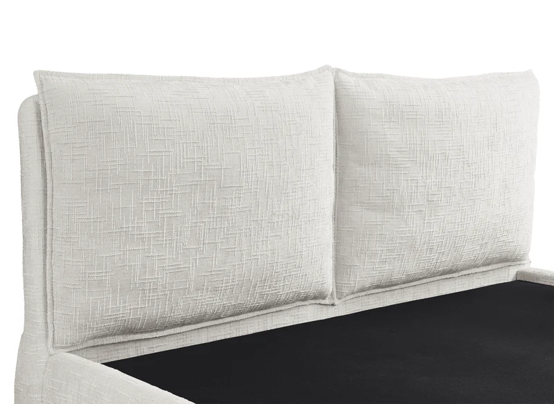 Lit coffre en velours chiné beige 140x190 cm MELY