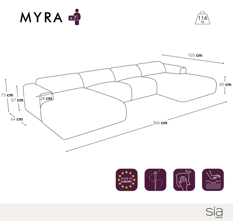 Canapé symétrique MYRA Tissu Bouclette