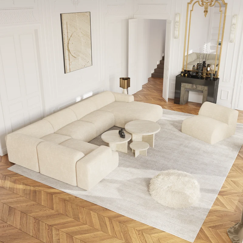 Canapé panoramique droit MYRA Velours à motifs