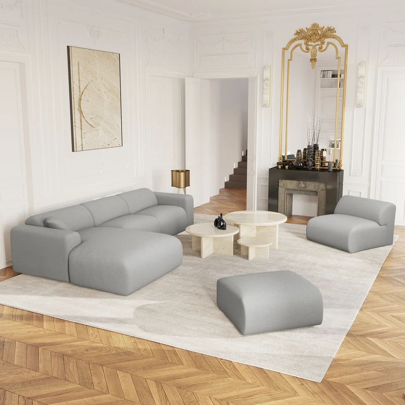 Canapé grand angle gauche MYRA Tissu tramé