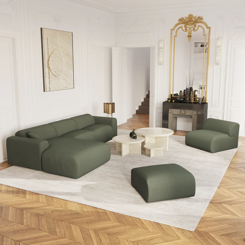 Canapé grand angle gauche MYRA Tissu tramé
