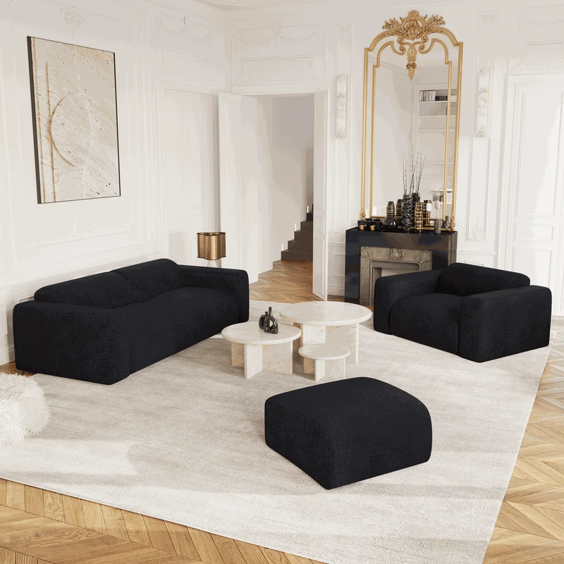 Pouf Myra Velours à motifs