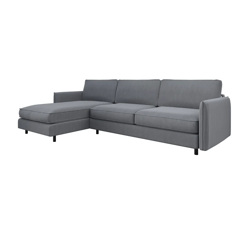 Canapé d'angle gauche convertible express ISAKA Tissu tramé - Matelas Dunlopillo 140cm