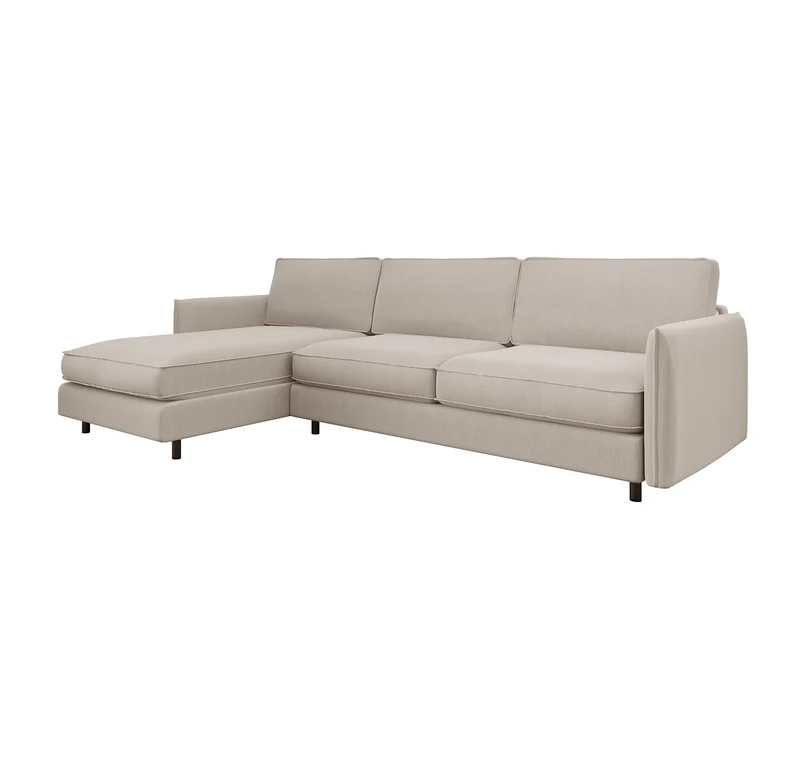 Canapé d'angle gauche convertible express ISAKA Tissu tramé - Matelas Dunlopillo 140cm