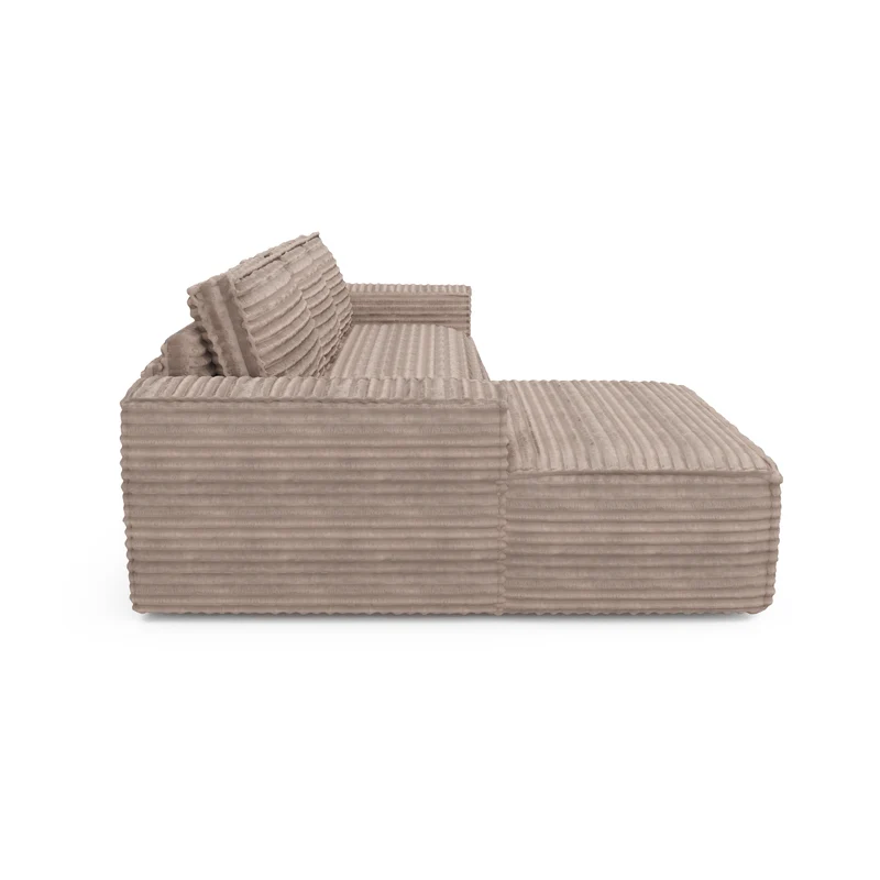 Canapé convertible angle gauche matelas Dunlopillo 140cm JOAN Velours côtelé XXL