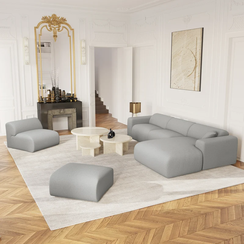 Canapé grand angle droit MYRA Tissu tramé