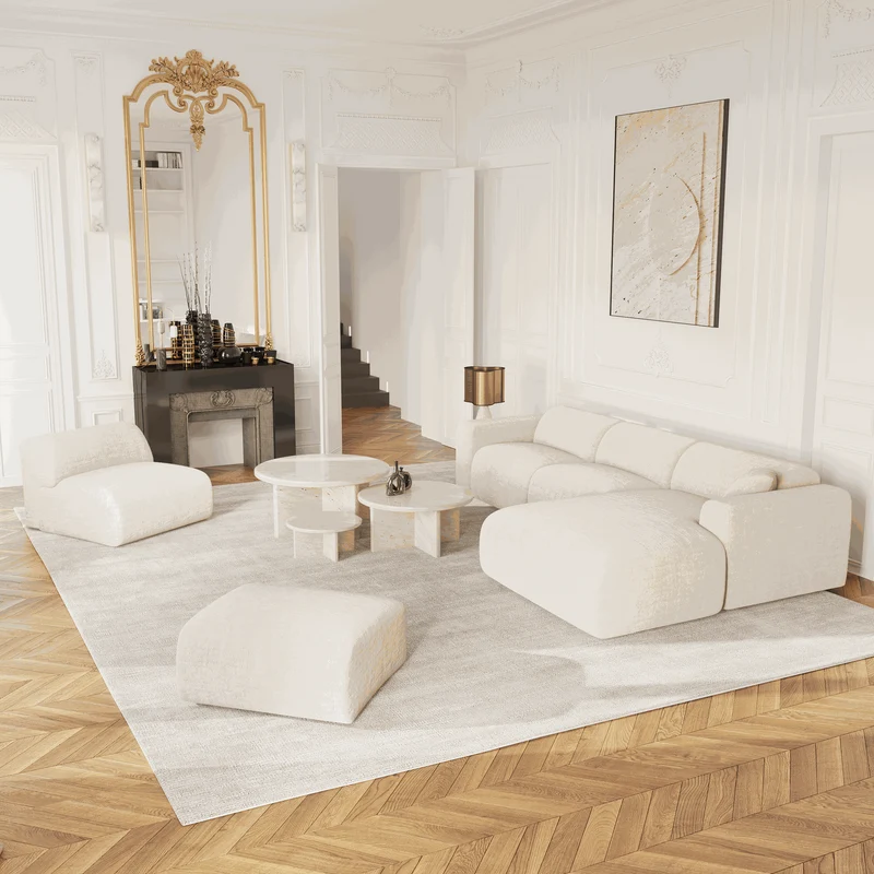 Canapé grand angle droit MYRA Velours à motifs
