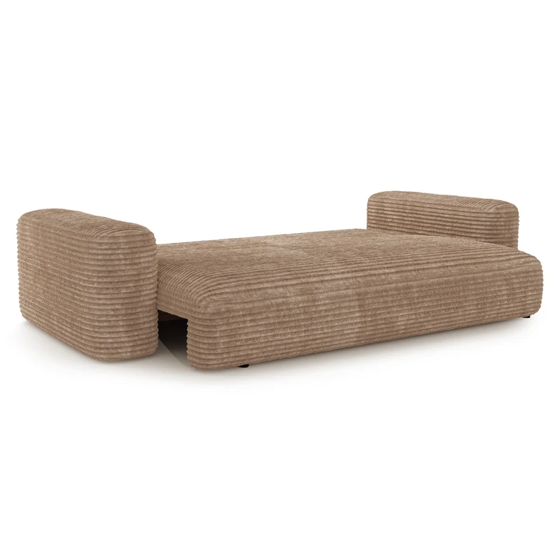 Canapé convertible avec coffre de rangement finition noyer KAY Velours côtelé XXL