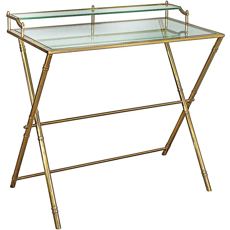 Bourgogne Bureau en métal plateau en verre