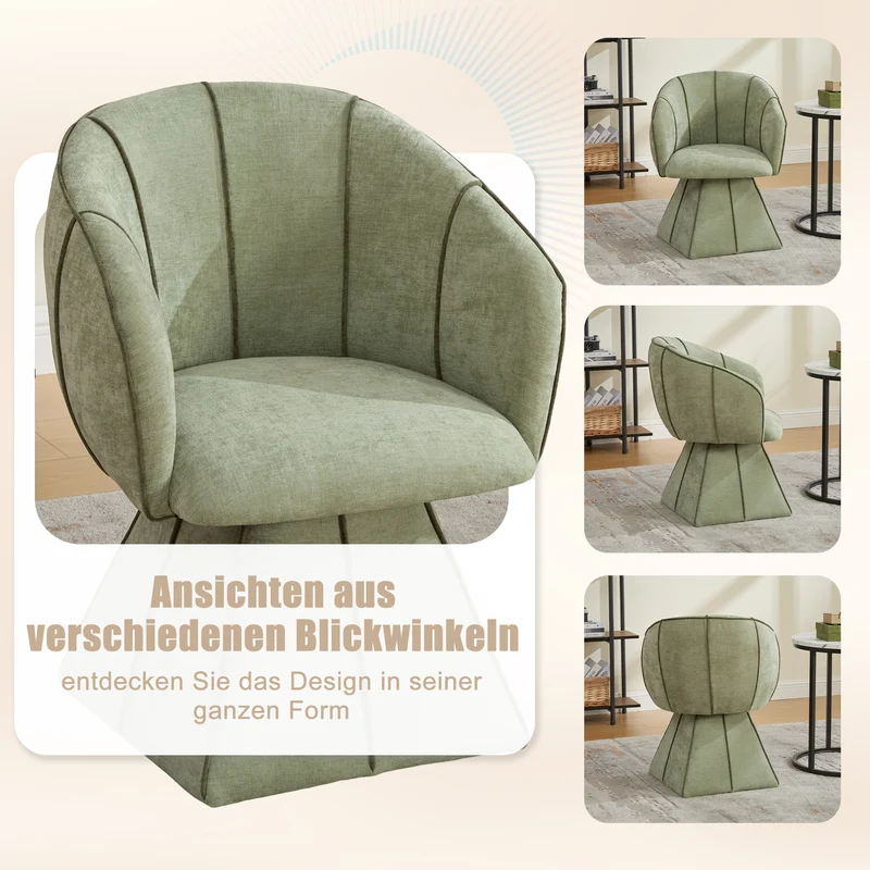 Fauteuil pivotant 360° en chenille vert olive dossier haut 56x54x74,5cm FLEX CONTAINER