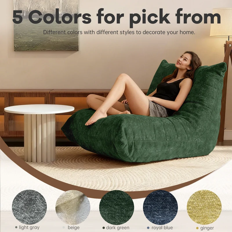 Chauffeuse matelassée chenille verte pailletée fauteuil de sol 90x100cm CHROMEPANEL