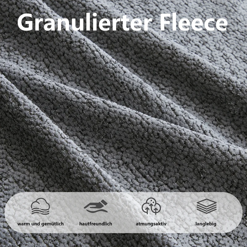Canapé modulaire 2 places gris avec pouf (effet méridienne), tissu polaire capitonné, sans montage prêt à l'emploi CHESTNEST