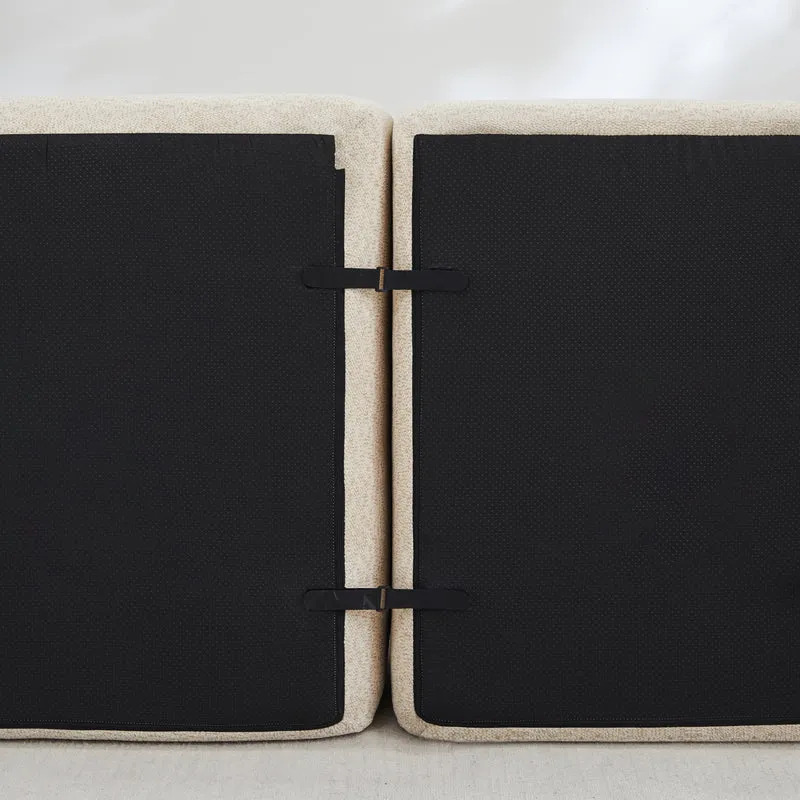 Canapé modulaire 3 places beige blanc avec pouf, tissu polaire capitonné, sans montage prêt à l'emploi CHESTSPACE