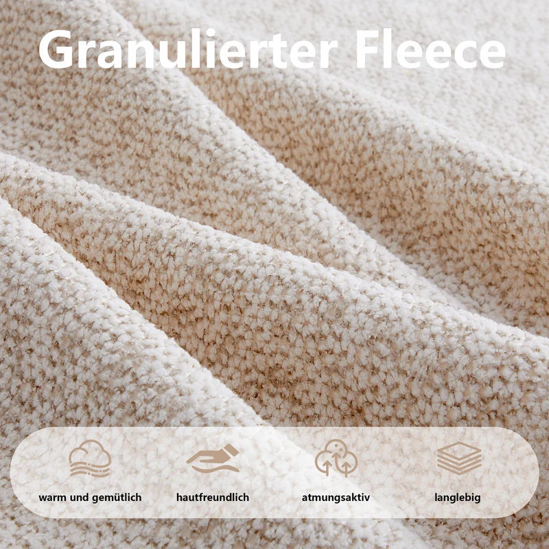 Canapé modulable 2 places beige blanc, tissu polaire capitonné, sans montage prêt à l'emploi CHESTSETCHESTSTONE