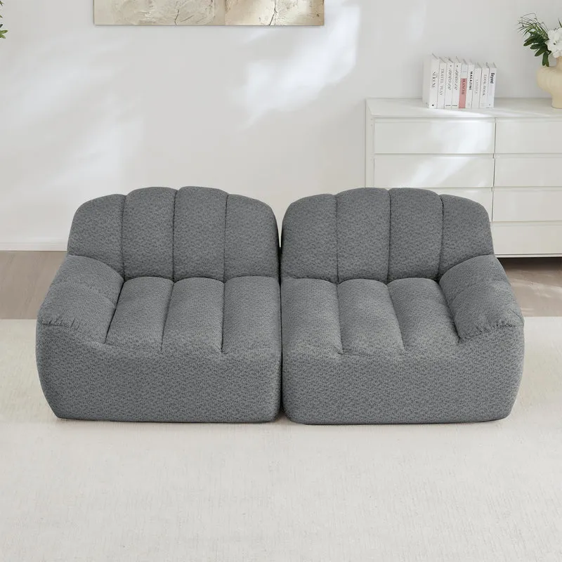 Canapé modulable 2 places gris, tissu polaire, sans montage prêt à l'emploi CHESTPRO
