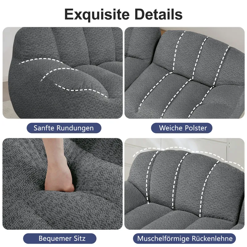 Canapé modulable 2 places gris, tissu polaire, sans montage prêt à l'emploi CHESTPRO