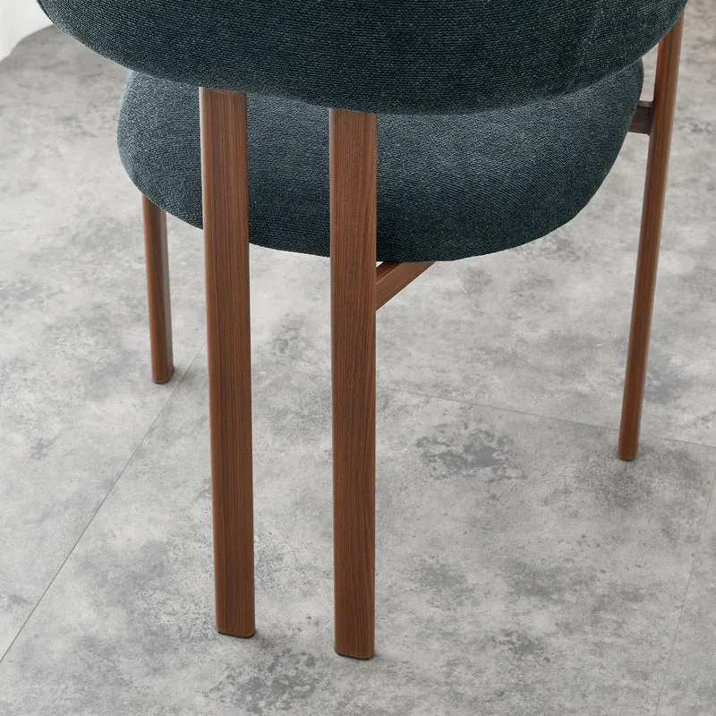 Lot de 4 chaises de salle à manger en lin noir, pieds métalliques effet noyer CLASSICBRASSELITE