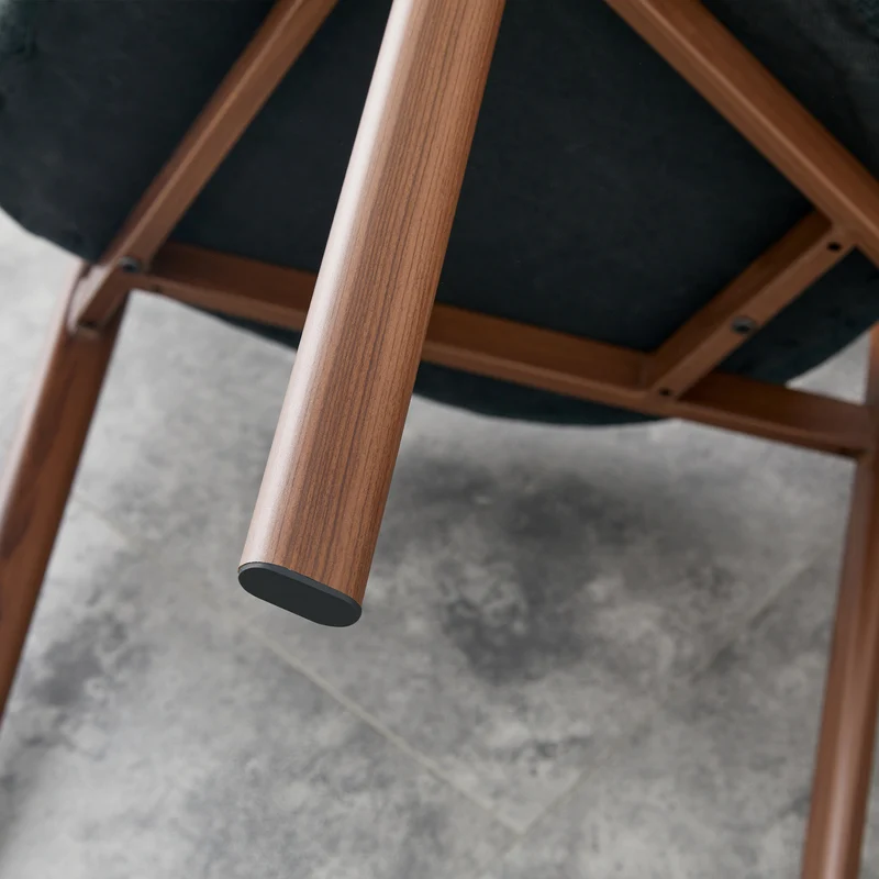 Lot de 4 chaises de salle à manger en lin noir, pieds métalliques effet noyer CLASSICBRASSELITE