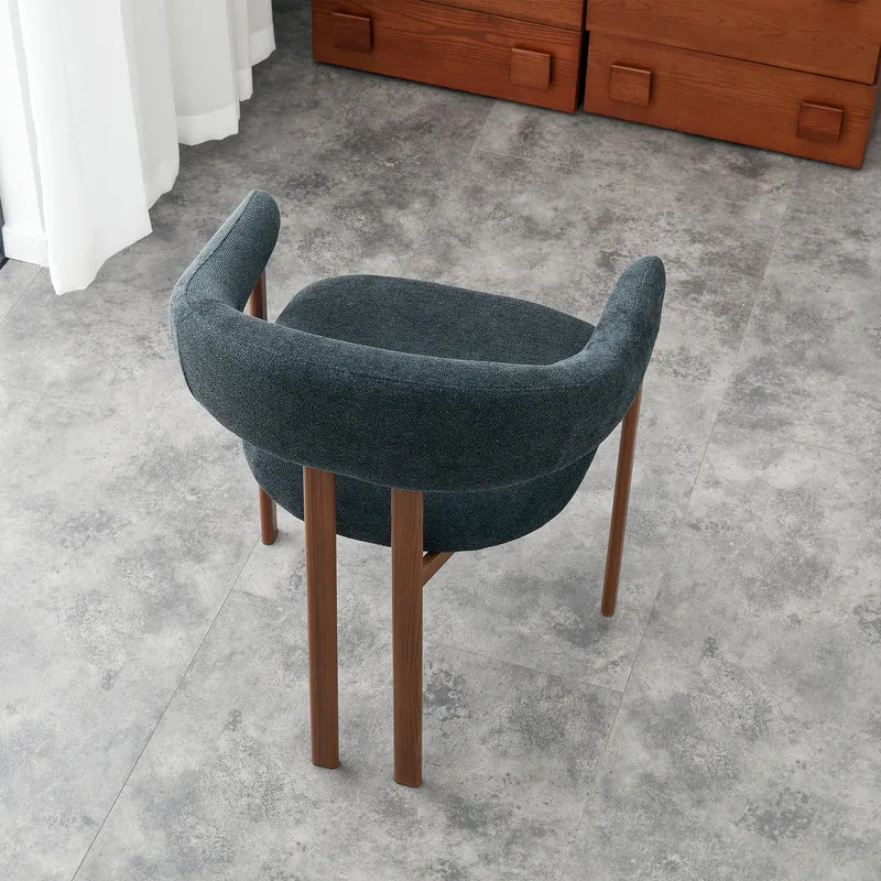 Lot de 4 chaises de salle à manger en lin noir, pieds métalliques effet noyer CLASSICBRASSELITE