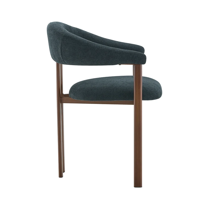 Lot de 4 chaises de salle à manger en lin noir, pieds métalliques effet noyer CLASSICBRASSELITE