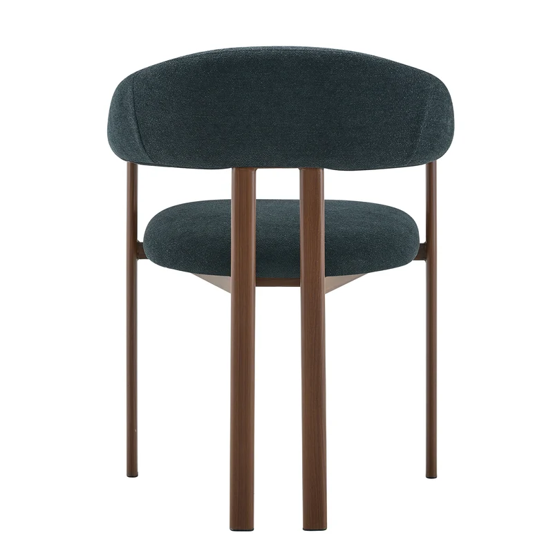 Lot de 4 chaises de salle à manger en lin noir, pieds métalliques effet noyer CLASSICBRASSELITE