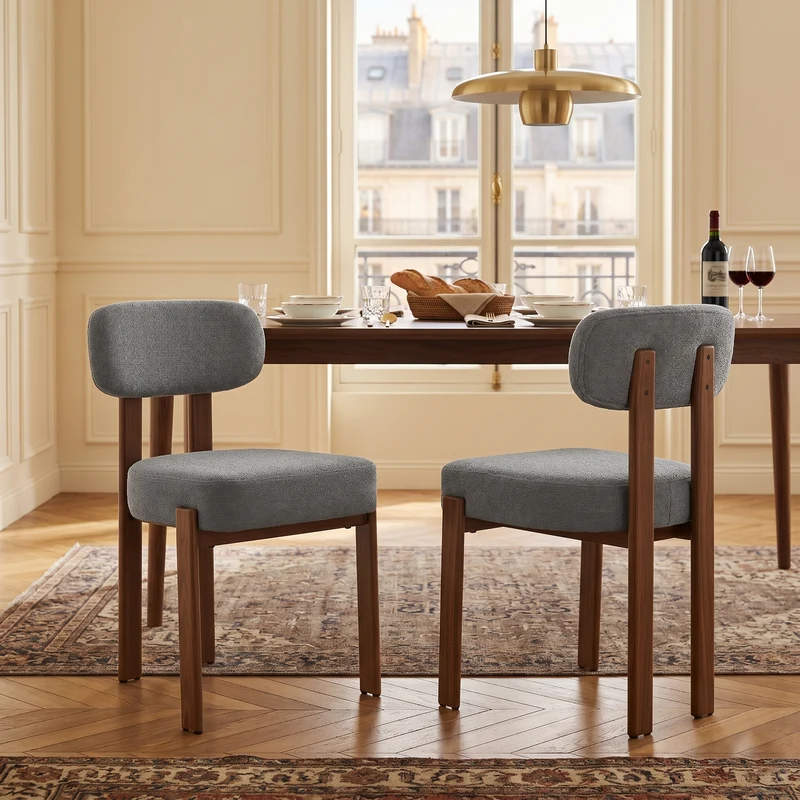 Lot de 2 chaises de salle à manger tissu noir dossier incurvé CLASSICBRASSMAX