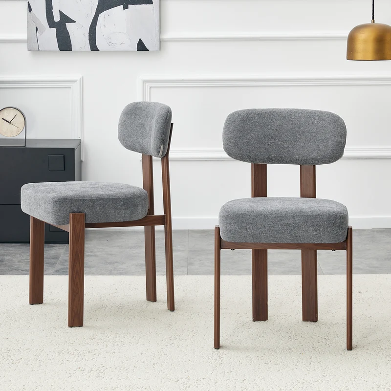 Lot de 2 chaises de salle à manger tissu noir dossier incurvé CLASSICBRASSMAX