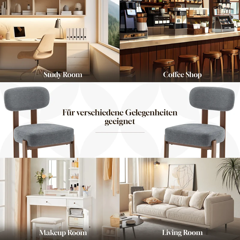 Lot de 2 chaises de salle à manger tissu noir dossier incurvé CLASSICBRASSMAX
