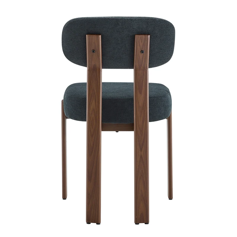 Demonising Lot de 2 chaises de salle à manger en lin noir, style moderne mi-siècle, dossier courbé, rembourrage épais, 57x49x82,5 cm CLASSICBOXSET