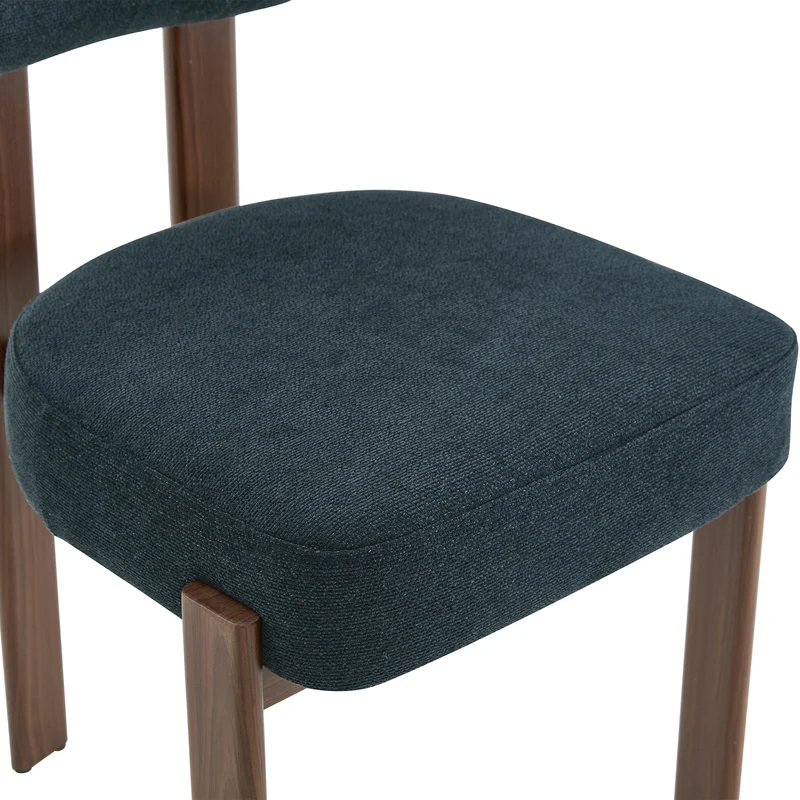 Demonising Lot de 2 chaises de salle à manger en lin noir, style moderne mi-siècle, dossier courbé, rembourrage épais, 57x49x82,5 cm CLASSICBOXSET