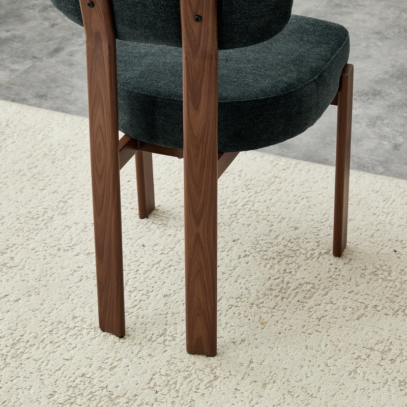 Lot de 4 chaises de salle à manger en lin noir, dossier courbé, rembourrage épais 57x49x82,5 cm CLASSICBOXHOME