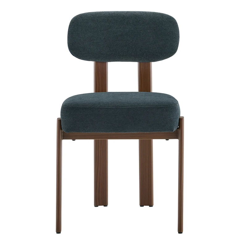Lot de 4 chaises de salle à manger en lin noir, dossier courbé, rembourrage épais 57x49x82,5 cm CLASSICBOXHOME