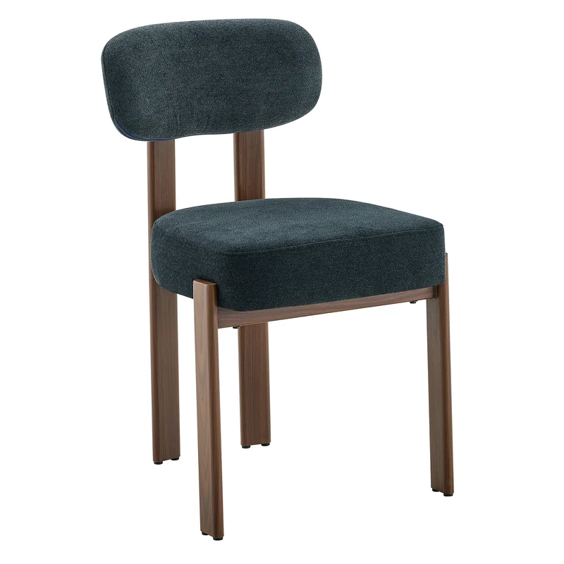 Lot de 4 chaises de salle à manger en lin noir, dossier courbé, rembourrage épais 57x49x82,5 cm CLASSICBOXHOME
