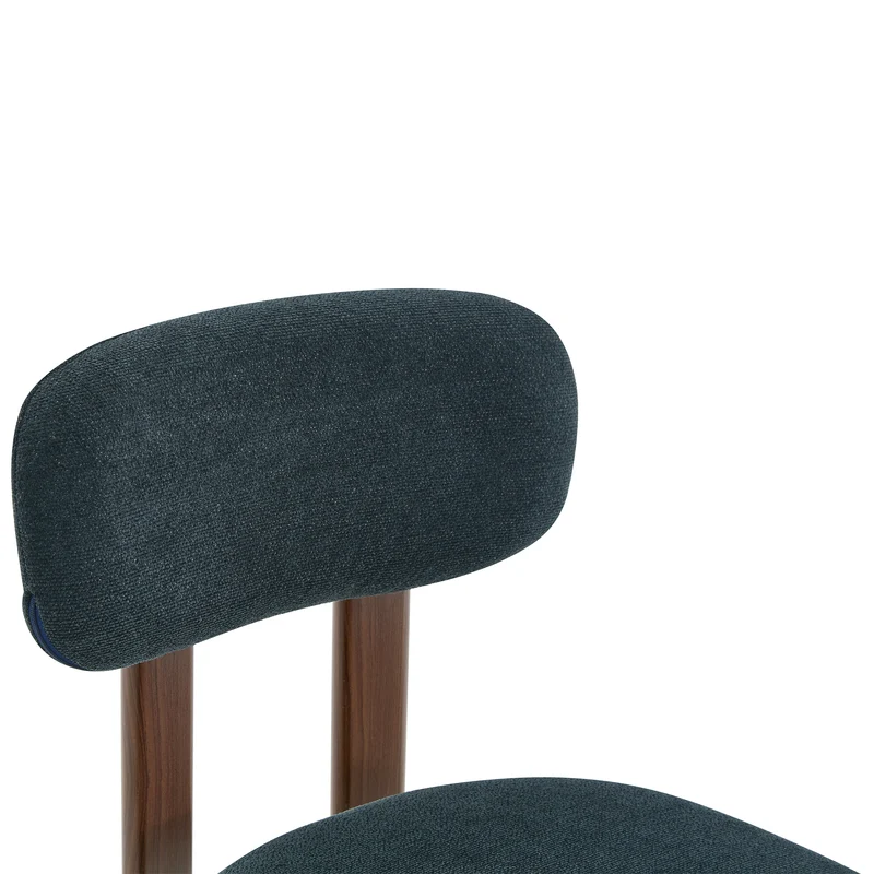 Lot de 4 chaises de salle à manger en lin noir, dossier courbé, rembourrage épais 57x49x82,5 cm CLASSICBOXHOME