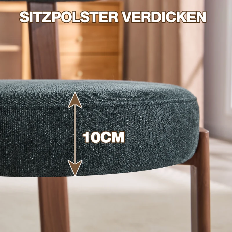 Lot de 4 chaises de salle à manger tissu noir dossier incurvé CLASSICBENCHHOME