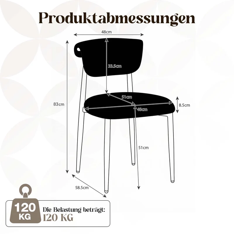 Lot de 2 chaises de salle à manger noires en lin, courbé, pieds effet noyer CLASSICBARHOME