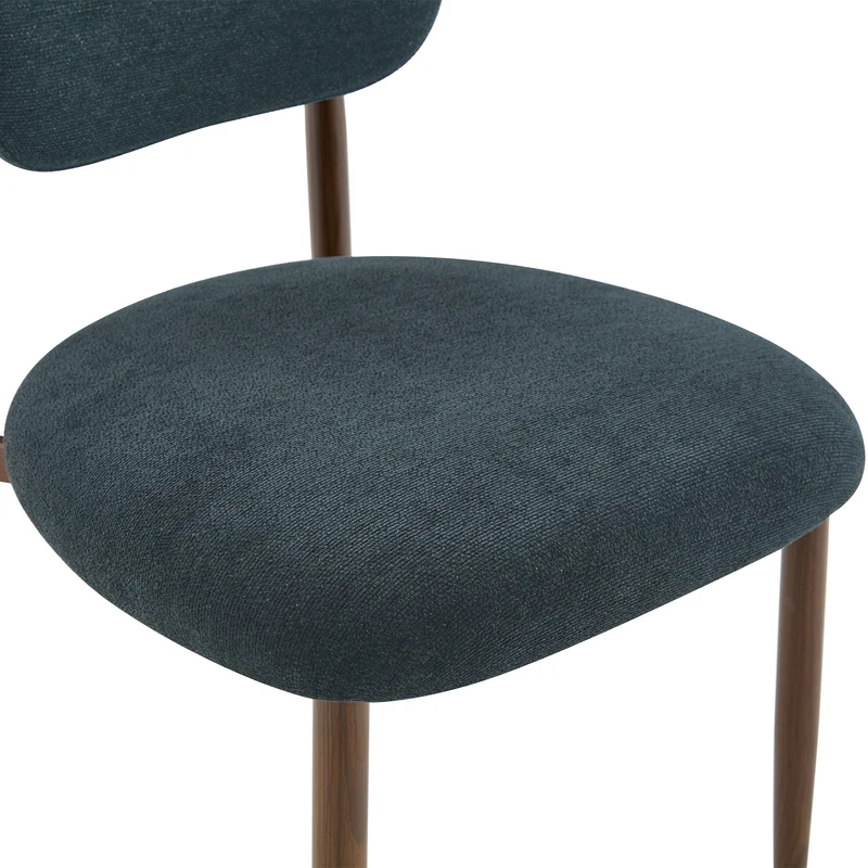 Lot de 2 chaises de salle à manger noires en lin, courbé, pieds effet noyer CLASSICBARHOME