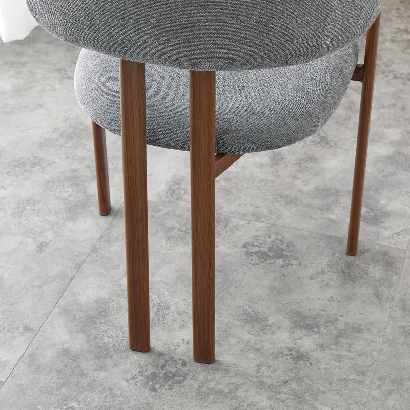 Lot de 2 chaises en lin gris clair, pieds métalliques effet bois noyer CLASSICCARTSET