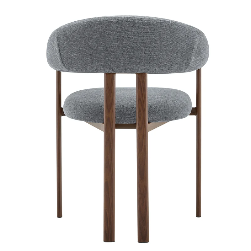 Lot de 2 chaises en lin gris clair, pieds métalliques effet bois noyer CLASSICCARTSET